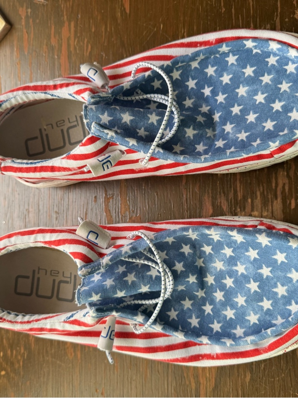 Hey Dude Men's Slip-On Loafers in Red, White & Blue Star Print